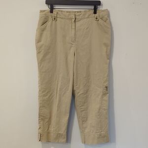 J‎ Jill Wide Leg Tan Capri Pants 100% Cotton size 16